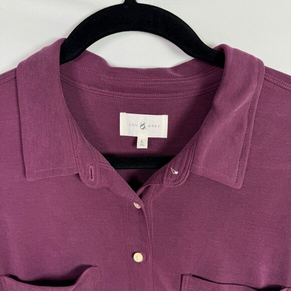 Lou & Grey Shorts Romper Size Large Maroon/Purple Sleeveless Drawstring Waist - Picture 3 of 8